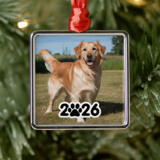 Custom 2026 Pet Photo Metal Ornament