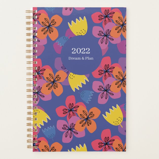 custom 2027 blue flowers quote monthly Planner (Front)