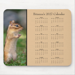Custom 2027 Chipmunk Desk Calendar Mouse Pad