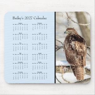 Custom 2027 Red-Tailed Hawk Desk Calendar Mouse Pad