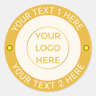 Custom 20 Golden Company Logo & Text Elegant Classic Round Sticker