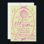 Custom 21st Birthday Disco Invitation | Pink Neon<br><div class="desc">Celebrate in style with our customizable 21st birthday invitation featuring a vibrant pink neon disco theme. Perfect for a fun-filled party, this invitation includes all your event details in a stylish design. Personalize it with your name, date, and party information to create a unique and memorable invitation. Ideal for anyone...</div>