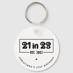 Custom 21st Birthday Gift 21 in 23 Est 2002 Keychain