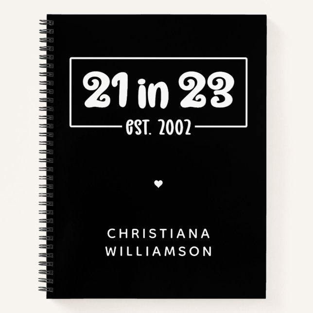 Custom 21st Birthday Gift 21 in 23 Est 2002 Notebook (Front)