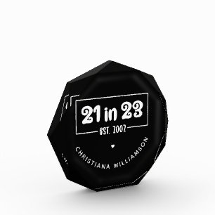 Custom 21st Birthday Gift 21 in 23 Est 2002 Photo Block