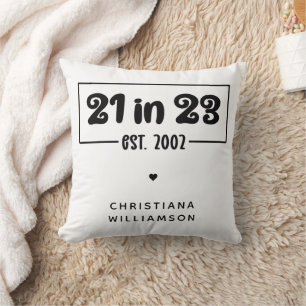 Custom 21st Birthday Gift 21 in 23 Est 2002 Throw Pillow