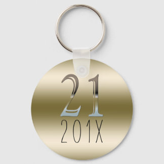 Custom 21st Birthday Gift | Gold Silver Number 21 Keychain