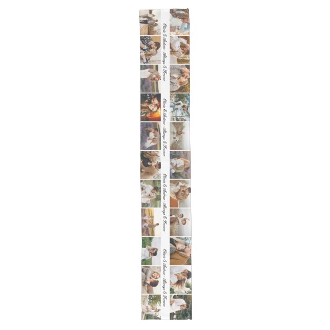 Custom 22 Photos Always & Forever Wedding Long Table Runner (Front)