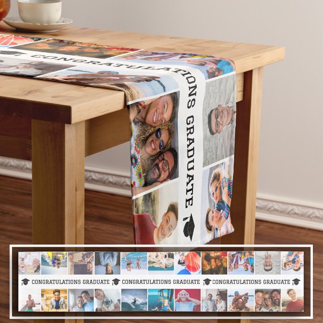 Custom 22 Photos Congratulations Graduate  Short Table Runner (Creator Uploaded)