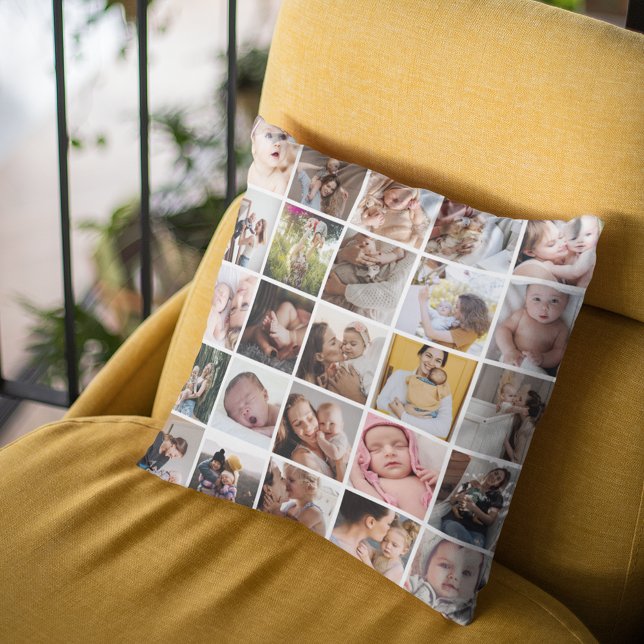 Custom 25 Photo Collage Throw Pillow (Creator Uploaded)