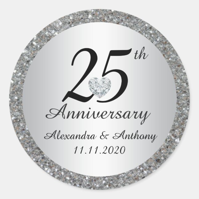 Custom 25th Wedding Anniversary Envelope Seals (Front)