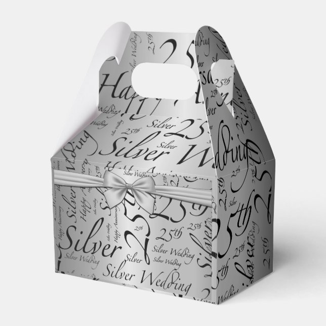 Custom 25th Wedding Anniversary Favor Box (Front Side)