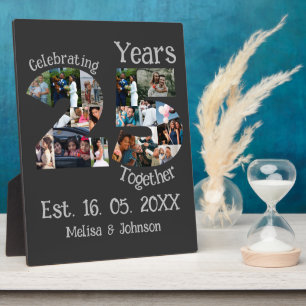 Custom 25th wedding anniversary photo collage plaque