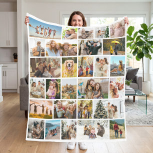 Custom 28 Photo Collage Fleece Blanket