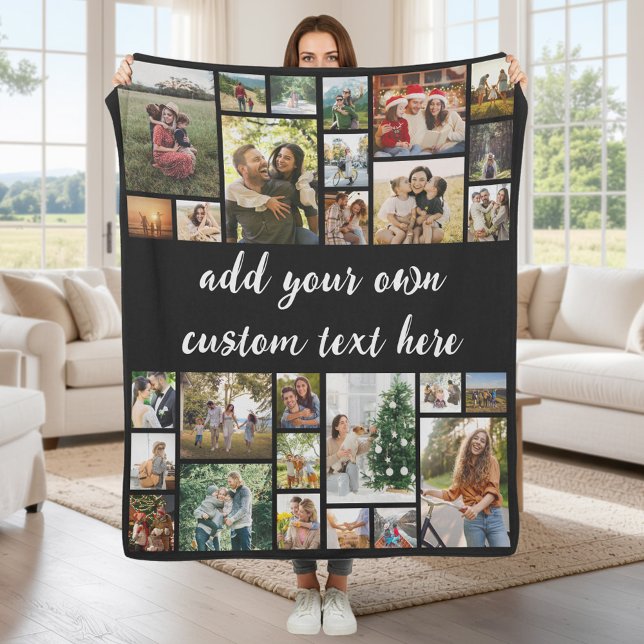Custom 28 Photo Collage Fleece Blanket (Creator Uploaded)