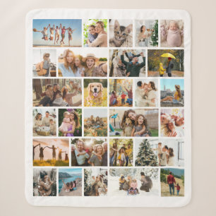 Custom 28 Photo Collage Sherpa Blanket