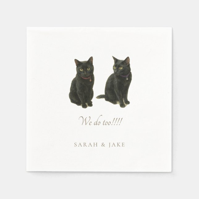 Custom 2 Cats Wedding Napkins (Front)