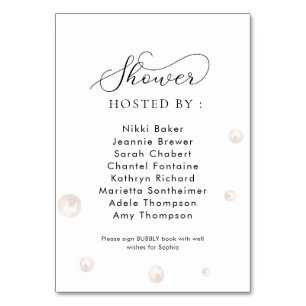 Custom 2 Pearls & Prosecco Bridal Shower Sign Table Number