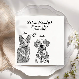 Custom 2 Pet Drawn Personalized Wedding Napkins