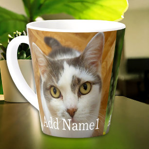 Custom 2 Photo and Text Personalized Latte Mug