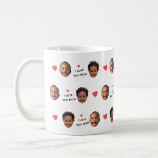 Custom 2 Photo Baby Face Collage "I Love You Mom" Coffee Mug