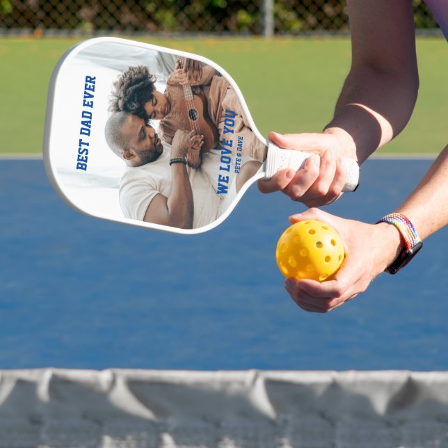 Custom 2 Photo Best Dad Ever We Love You  Pickleball Paddle (Insitu)