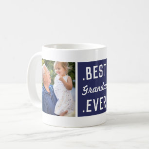 Custom 2 Photo Blue Best Grandad Ever Mug