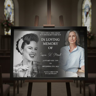 Custom 2 Photo Collage Funeral Framed Canvas Print