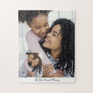 Custom 2 Photo Collage With Personalized Text Jigsaw Puzzle