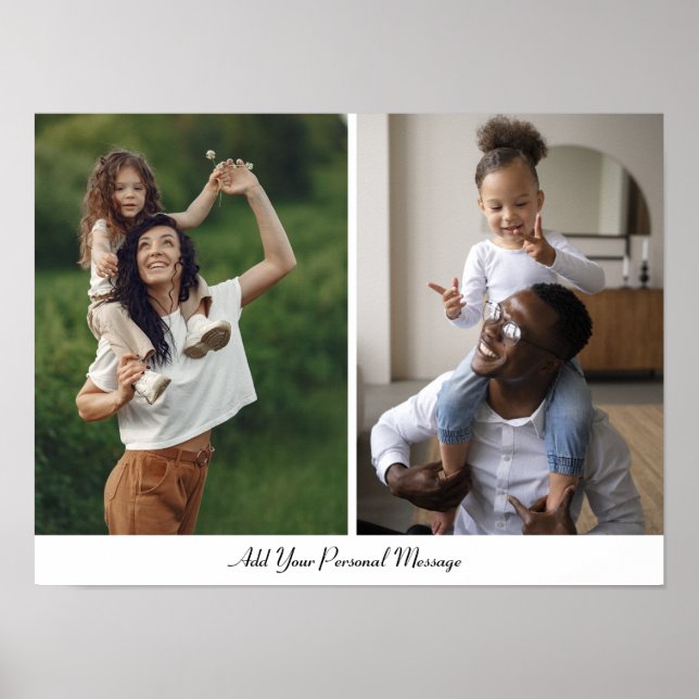 Custom 2 Photo Collage With Personalized Text Poster (Front)