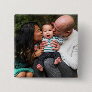 Custom 2 Photo Double Sided Personalized Family Inch Square Button