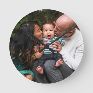 Custom 2 Photo Double Sided Personalized Family Round Clock