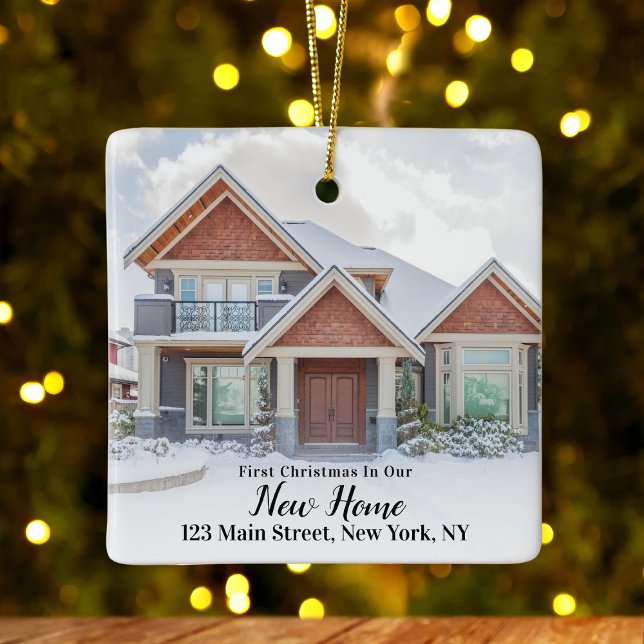 Custom 2 Photo First Christmas New Home Address Ceramic Ornament (Custom 2 Photo First Christmas New Home Address Ceramic Ornament
)