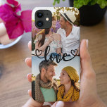 Custom 2 Photo Love with Heart Calligraphy iPhone 11 Case<br><div class="desc">Add your own photos and create your own unique iphone 11 phone case. The photo template is set up ready for you to add 2 of your favourite photos. The hand lettered text overlay simply reads "love" in beautiful calligraphy with love hearts at each end. You can customize this frameless,...</div>