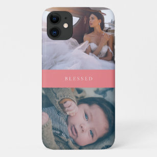 Custom 2 Photo or Baby Photos & Your Name Pink Case-Mate iPhone Case