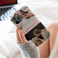 Custom 2 Photo Pet Dog Lover Blush Pink Script