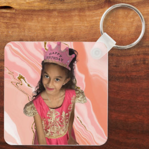 Custom 2 Photo Square Keychain