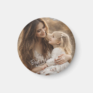 Custom 2 Photo & Text Best Mom Ever  Magnet