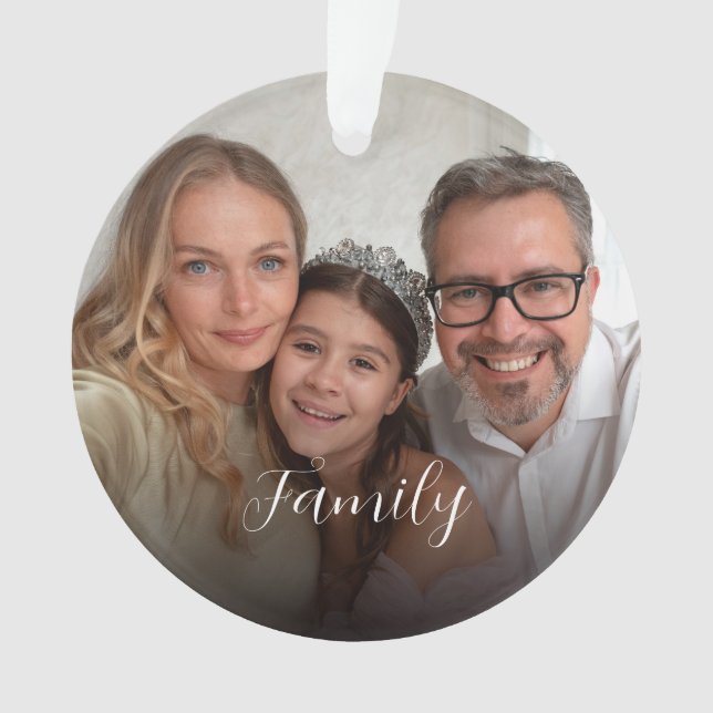 Custom 2-photo White Script Ornament (devant)