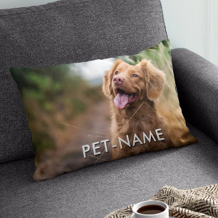 Custom 2 Photo With Your Pet Dog 2 Name Picture On Accent Pillow
