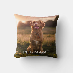 Custom 2 Photo With Your Pet Dog 2 Name Picture On Throw Pillow