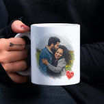 Custom 2 Photos And Red Love Hearts Coffee Mug<br><div class="desc">Mug for coffee,  tea,  milk,  hot cocoa chocolate,  orange juice,  or any other favorite beverage. With room to customize or personalize with your monogram or initials and two photo's of your choice.</div>