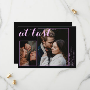 Custom 2 photos at last pink black save the date