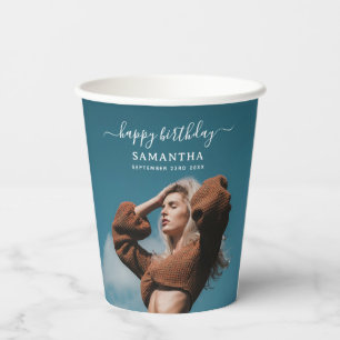 Custom 2 Photos Birthday Party Selfie Picture Paper Cups