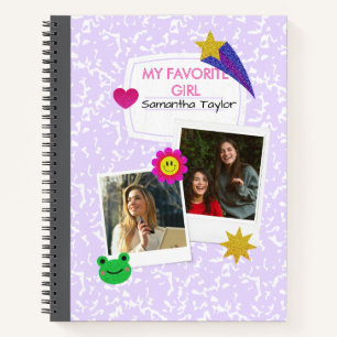 Custom 2 Photos Collage Notebook with Script Name 