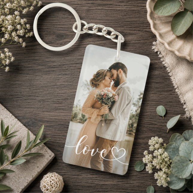Custom 2 Photos Love Heart Acrylic Keychain (Creator Uploaded)