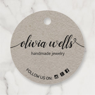 Custom 2" Round Social Media Kraft Hang Tag