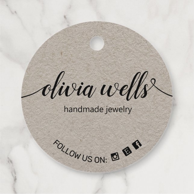 Custom 2" Round  Social Media Kraft Hang Tag  (Back)