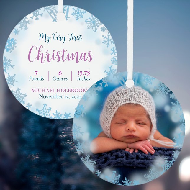 Custom 2-sided Baby's Very First Christmas Photo   Metal Ornament (Creator Uploaded)