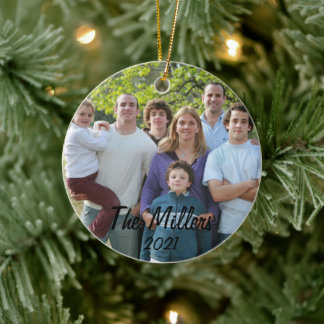 Custom 2-Sided Family Photo Christmas Ceramic Orn Ornament